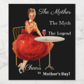 Funny  Pin-Up Moederdag Label Wijn Etiket (Enkel label)