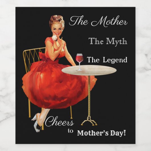 Funny  Pin-Up Moederdag Label Wijn Etiket (Enkel label)