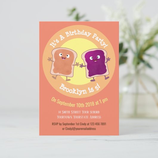 Funny pindakaas en Jelly cartoon Kaart (Staand voorkant)