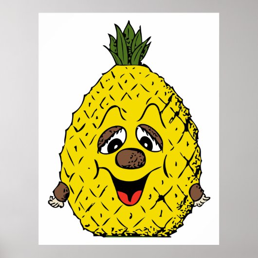 Funny Pineapple Cartoon Face Foodie, ZSSG Poster (Voorkant)