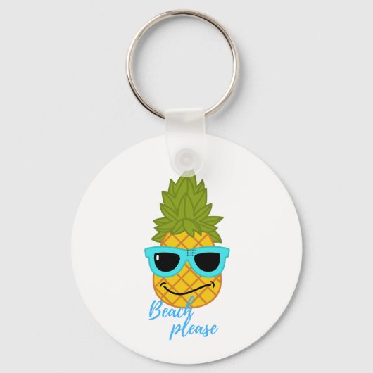 Funny Pineapple Chilling with Summer Sunbril Sleutelhanger (Voorkant)