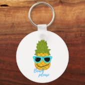 Funny Pineapple Chilling with Summer Sunbril Sleutelhanger (Voorkant)