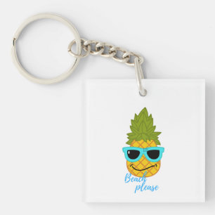 Funny Pineapple Chilling with Summer Sunbril Sleutelhanger