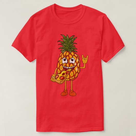 Funny Pineapple Eating Pizza T-Shirt (Design voorkant)