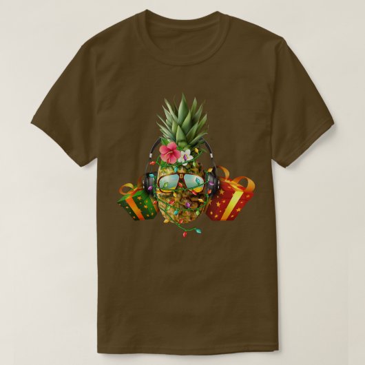 Funny Pineapple Kerstboom Lights Xmas Fruits T-shirt (Design voorkant)