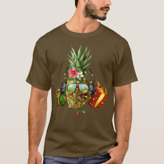 Funny Pineapple Kerstboom Lights Xmas Fruits T-shirt