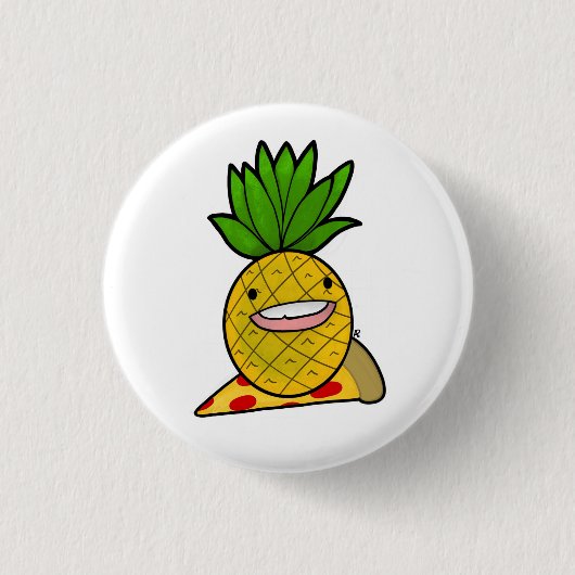 Funny Pineapple op Pizza Pin Ronde Button 3,2 Cm (Voorkant)