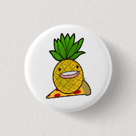 Funny Pineapple op Pizza Pin Ronde Button 3,2 Cm
