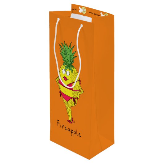 Funny Pineapple Pin-Up Girl Cartoon Wijn Cadeautas (Achterkant Gekanteld)