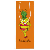 Funny Pineapple Pin-Up Girl Cartoon Wijn Cadeautas (Achterkant)
