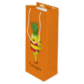Funny Pineapple Pin-Up Girl Cartoon Wijn Cadeautas (Voorkant Gekanteld)