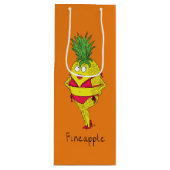 Funny Pineapple Pin-Up Girl Cartoon Wijn Cadeautas (Voorkant)