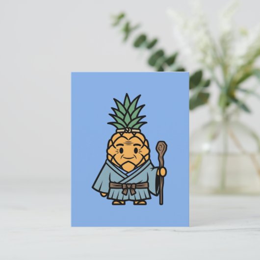 Funny Pineapple Sensei Master Samurai Illustration Briefkaart (Staand voorkant)
