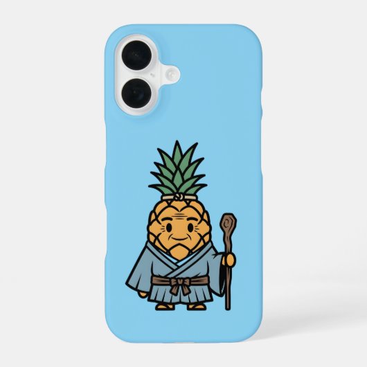 Funny Pineapple Sensei Master Samurai Illustration iPhone 16 Hoesje (Achterkant)