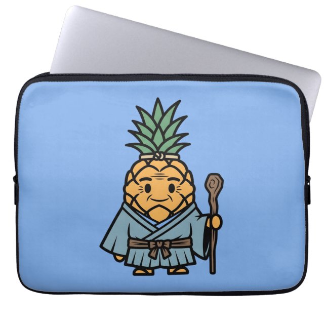 Funny Pineapple Sensei Master Samurai Illustration Laptop Sleeve (Voorkant)