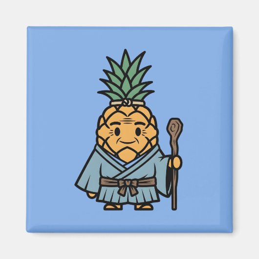 Funny Pineapple Sensei Master Samurai Illustration Magneet (Voorkant)