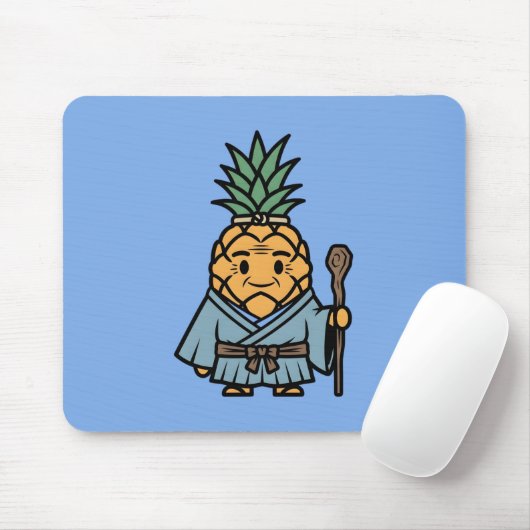 Funny Pineapple Sensei Master Samurai Illustration Muismat (Met muis)