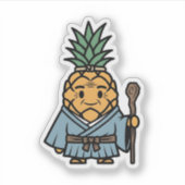 Funny Pineapple Sensei Master Samurai Illustration Sticker (Voorkant)