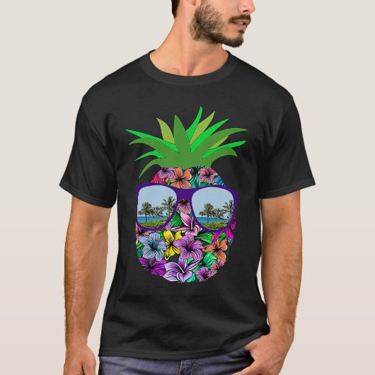 Funny Pineapple Sunglasses Aloha Hawaiian Hawaii B T-shirt (Voorkant)