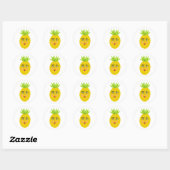 Funny Pineapple Whimsical Ronde Sticker (Vel)
