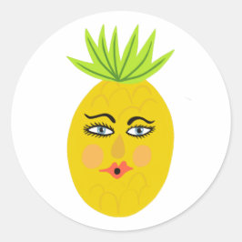 Funny Pineapple Whimsical Ronde Sticker