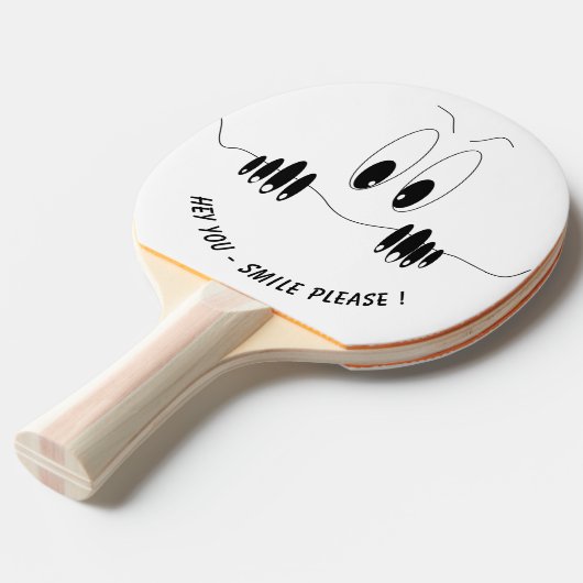 Funny Ping Pong Paddle met Playful Eyes - Smile Tafeltennisbatje (Voorkant Gekanteld)