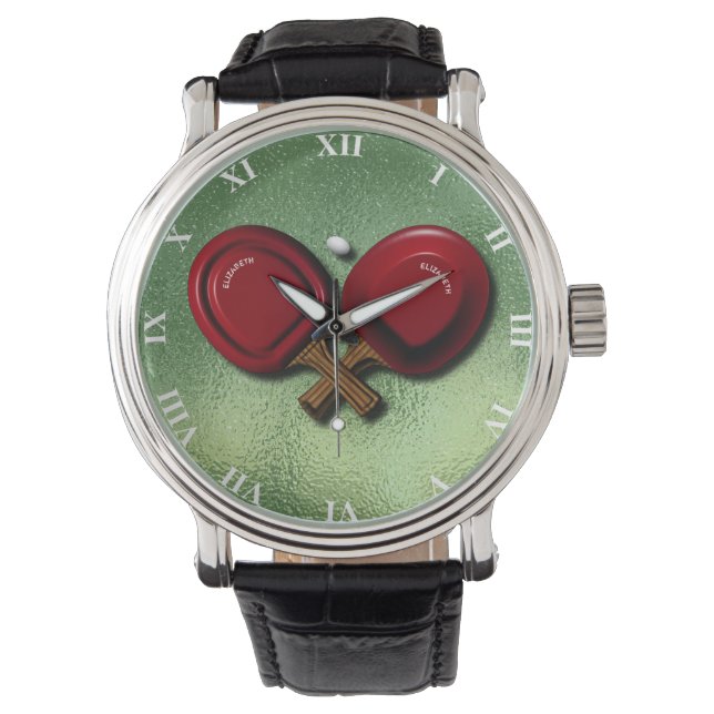 Funny ping pong Table Tennis Paddle met ovalen Bal Horloge (Voorkant)