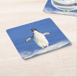 Funny pinguin op ijsfoto kartonnen onderzetters