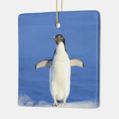 Funny pinguin op ijsfoto keramisch ornament (Links)