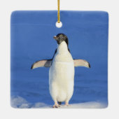 Funny pinguin op ijsfoto keramisch ornament (Achterkant)