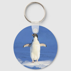 Funny pinguin op ijsfoto sleutelhanger