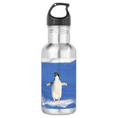 Funny pinguin op ijsfoto waterfles  (Voorkant)