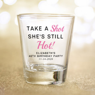 Funny Pink 40th Birthday Party Favor Shot Glas