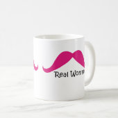 Funny Pink and Black Real Women Mustache Koffiemok (Voorkant rechts)