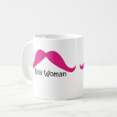 Funny Pink and Black Real Women Mustache Koffiemok (Voorkant links)