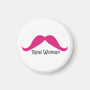 Funny Pink and Black Real Women Mustache Magneet