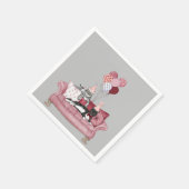 Funny Pink and Grey Party Cats Paper Napkin Servet (Hoek)