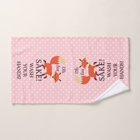 Funny Pink and White Polka Dot Oh For Fox Sake  Handdoek (Handdoek)