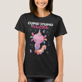 funny pink axolotl valentine t-shirt