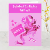 Funny Pink Belated Birthday Wishes Kaart (Gele Bloem)