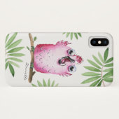 Funny Pink Bird met Jouw naam Case-Mate iPhone Case (Achterkant (horizontaal))