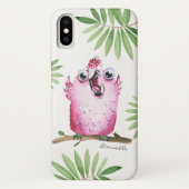 Funny Pink Bird met Jouw naam Case-Mate iPhone Case (Achterkant)