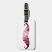 Funny Pink Bling Mustache Bagagelabel (Voorkant verticaal)