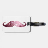 Funny Pink Bling Mustache Bagagelabel (Achterkant horizontaal)