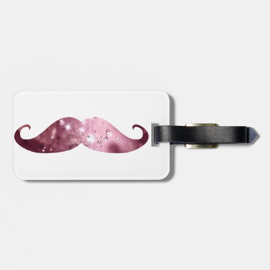 Funny Pink Bling Mustache Bagagelabel (Achterkant horizontaal)