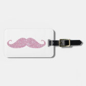 Funny Pink Bling Mustache Bagagelabel (Voorkant horizontaal)