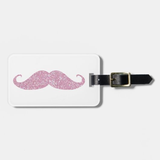 Funny Pink Bling Mustache Bagagelabel (Voorkant horizontaal)