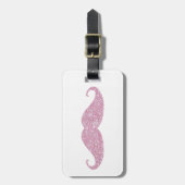Funny Pink Bling Mustache Bagagelabel (Voorkant verticaal)