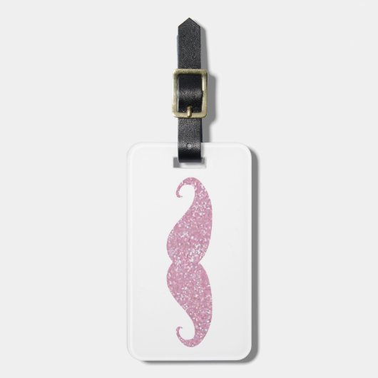 Funny Pink Bling Mustache Bagagelabel (Voorkant verticaal)