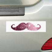 Funny Pink Bling Mustache Bumpersticker (Op auto)